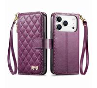 COQUE Funda Cartera para Blackview Wave 7C con Ranuras para Tarjetas y Bolsillo con Cremallera, diseño con Solapa magnética, cordón extraíble y protección antichoque para Blackview Wave 7C-Púrpura