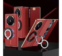 COQUE Funda de Cuero con Tapa para Huawei Mate XT, Soporte Plegable con Anilla, Funda Plegable para teléfono para Huawei Mate XT-Rojo