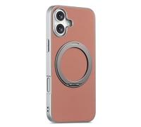 COQUE Funda para Apple iPhone 16 con Soporte Anillo magnético, protección contra caídas y Golpes de 3 m, Ajuste Delgado con Soporte Giratorio de 360° para Oficina, Coche y Gimnasio-Rosa