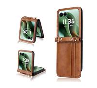 COQUE Funda para de Teléfono Motorola RAZR 60 Ultra, Cordón + Estuche de Billetera para Tarjetero de Presentación de Ranura Múltiple,para Motorola RAZR 60 Ultra-Marrón