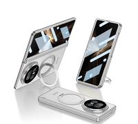 COQUE Funda para Honor Magic V5 con película templada,Carcasa Todo en uno Plegable con bisagras,Funda de teléfono Plegable para Honor Magic V5 5G-Plata