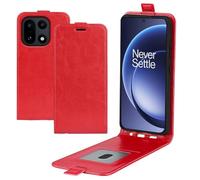 COQUE Funda para OnePlus 15, R68 OnePlus 15 Funda de Cuero Plegable Simple con Ranura para Tarjetas de Billetera de Cuero-Rojo