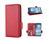 COQUE Funda para OPPO A6x 4G Solapa Lichi Cierre Magnético de Succión Lateral (Resistente Golpes) con Ranura Tarjetas-Rojo