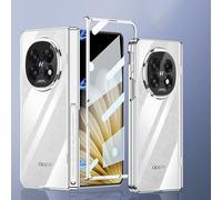 COQUE Funda para OPPO Find N5,Estuche para teléfono móvil galvanizada Transparente con Soporte,bisagra magnética,Funda Protectora de Cobertura Total de 360° para OPPO Find N5-Plata