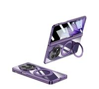 COQUE Funda para OPPO Find N5 Funda del teléfono con Película HD, Carcasa de Cubierta Plegable Estilo Supercar, Funda de teléfono Transparente para OPPO Find N5-Púrpura