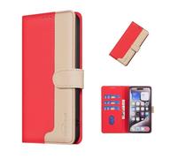 COQUE Funda para OPPO Reno15 con Protección Anti-RFID, Diseño De Lichi En Dos Tonos Y Cartera con 3 Ranuras para Tarjetas-Rojo