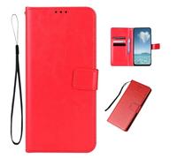 COQUE Funda para Realme GT8 Pro, Billetera Magnética en Cuero Crazy Horse con Ranura para Tarjetas, Funda Flip para Realme GT8 Pro-Rojo
