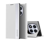 COQUE Funda para Redmi Note 14 Pro,Funda magnética con Tapa para teléfono Inteligente,Carcasa de TPU a Prueba de Golpes para Xiaomi Redmi Note 14 Pro 5G-Plata