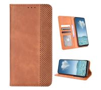 COQUE Funda para TCL K70 4G, Funda Cartera con Cierre Magnético Rayas Vintage y Ranura para Tarjetas, Funda de Solapa para TCL K70 4G-Marrón