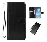 COQUE Funda para TCL K70 Power 4G, Billetera Magnética en Cuero Crazy Horse con Ranura para Tarjetas, Funda Flip para TCL K70 Power 4G-Negro