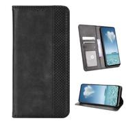 COQUE Funda para TCL K70 SE 4G, Funda Cartera con Cierre Magnético Rayas Vintage y Ranura para Tarjetas, Funda de Solapa para TCL K70 SE 4G-Negro