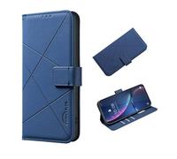 COQUE Funda para Tecno Pop 10 Funda Teléfono, Patrón De Diamante Y Triángulo 3 Ranuras Monedero Protección RFID Tecno Pop 10 Funda Protectora-Azul