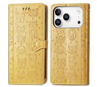 COQUE Funda para teléfono Blackview Wave 7C, con [Ranura para Tarjeta] [Soporte] [cordón], Carcasa para teléfono móvil con Bonito diseño de Gato y Perro-Amarillo