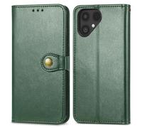 COQUE Funda para teléfono Fairphone 6, Funda Tipo Libro a Prueba de Golpes de Cuero Tipo Billetera con Ranura para Tarjetas, Carcasa Protectora con Hebilla Redonda-Verde
