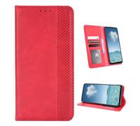 COQUE Funda para ZTE Nubia Focus 2 Ultra 5G, Funda Cartera con Cierre Magnético Rayas Vintage y Ranura para Tarjetas, Funda de Solapa para ZTE Nubia Focus 2 Ultra 5G-Rojo