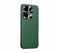 COQUE Funda Premium de Cuero Genuino para OPPO Reno16, Protección Completa, Tapa Elevada Metálica para Cámara para OPPO Reno16-Verde