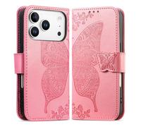 COQUE Funda Tipo Billetera con diseño de Mariposa para teléfono Blackview Wave 7C, Carcasa de Cuero PU con Ranuras para Tarjetas y Funda de Soporte-Rosa