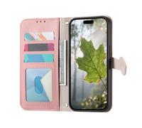 COQUE Funda Tipo Cartera para iPhone 17 con Tarjetero, Bolsillo con Cremallera y Hebilla de Hoja, Correa para la muñeca, Funda de Piel sintética con Tapa para iPhone 17-Rosa