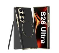 COQUE Hülle für Galaxy S26 Ultra,Einfarbige Telefonhülle mit magnetischer Saugnapf-Mattstruktur,Kabelloses Laden kompatible Schutzhülle für Samsung Galaxy S26 Ultra-Schwarz