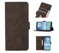 COQUE Hülle für Honor 600 Lite, Leder Flip Wallet mit Kartenfach, Wildleder Muster Shell für Honor 600 Lite-Braun