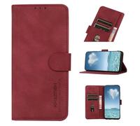 COQUE Hülle für Motorola Moto G77, Leder Flip Wallet mit Kartenfach, Wildleder Muster Shell für Motorola Moto G77-rot