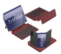 COQUE Kit de Teclado de Oficina móvil para Galaxy Z Trifold, Teclado de Cuero Completo, lápiz táctil y Mouse inalámbrico, Estuche para teléfono Plegable Samsung Galaxy Z Trifold-Rojo