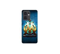 Coque Maniacase para Oppo Reno 13F OM dorada brillante directo al grano fondo azul