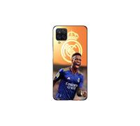 Coque Maniacase Para Samsung Galaxy A12 Vini JR Fondo de pantalla Real Madrid Azul y amarillo