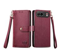 COQUE Piel Flip Tarjetero para ZTE Nubia Air Pro-Rojo | Textura piel, tarjetero, cord贸n, cremallera, soporte, antipolvos