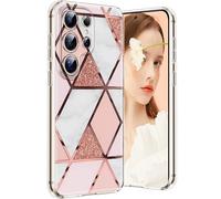 Coque pour Samsung S26 Ultra 5G Mármol Silicone Paillette Antichoc Housse Anti-rayures Protection Bumper Case Ultra Fine Souple antichoc Étui pour Samsung Galaxy S26 Ultra 5G Coque Mince (Rose)