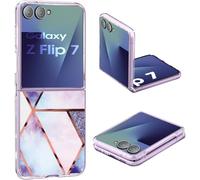 Coque pour Samsung Z Flip 7 5G Mármol Silicone Paillette Antichoc Housse Anti-rayures Protection Bumper Case Ultra Fine Souple antichoc Étui pour Samsung Galaxy Z Flip 7 5G Coque Mince (Violet)