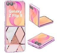 Coque pour Samsung Z Flip 8 5G Mármol Silicone Paillette Antichoc Housse Anti-rayures Protection Bumper Case Ultra Fine Souple antichoc Étui pour Samsung Galaxy Z Flip 8 5G Coque Mince (Rose)