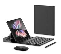 COQUE Ratón Bluetooth,Teclado,Funda de Cuero,Stylus + Pen Slot Phone Desk Kit,Funda de teléfono móvil Soporte para Xiaomi Mix Fold 2/Mi Mix Fold-Negro