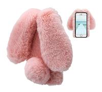 Coque Samsung Galaxy S6 Edge LapinPeluche Piel Rosa Linda Kawaii 3D Lapin Oreille Étui de Protection Invierno Cálido Flexible Peludo Motif Suave Silicone Bumper Anti Poussiere Incassable Housse