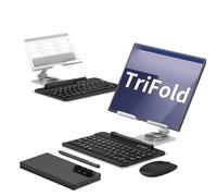 COQUE Samsung Galaxy Z Trifold Kit de Teclado de Oficina móvil,Teléfono AR Eje Giratorio+Pluma+Ratón inalámbrico,Funda Kit para teléfonos Plegables Samsung TriFold/Fold7/Fold6/Fold5-Plata