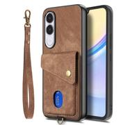 COQUE Vintage Tarjetas Vivo V70 FE, Cuerda, Antigolpes-Marrón