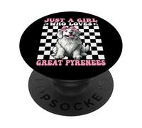Coqueta con Lazo Rosa de la Marca Just A Girl Who Loves Great Pyrenees PopSockets PopGrip Adhesivo