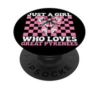 Coqueta con Lazo Rosa de la Marca Just A Girl Who Loves Great Pyrenees PopSockets PopGrip Adhesivo