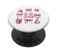 Coqueta de 12 cumpleaños para niña, Lazos Rosados, Fiesta de Doce años PopSockets PopGrip Adhesivo