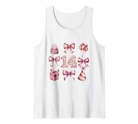 Coqueta de 14 cumpleaños para niña, Lazos Rosados, catorce años Camiseta sin Mangas