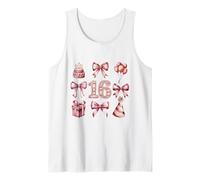 Coqueta de 16 cumpleaños para niña, Lazos Rosados de dieciséis años Camiseta sin Mangas