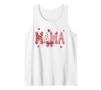 Coqueta de Lazo a Cuadros con Corazones Rojos y Rosas para el día de San Valentín Camiseta sin Mangas