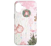 Coqueta de Navidad Rosa Suave niña Lindo Collage edredón Carcasa para iPhone 16 Plus