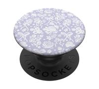 Coqueta Encaje Blanco sobre Lila con Lazos y Rosas Preppy PopSockets PopGrip Adhesivo