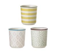 Coquetiers Patrizia, Bloomingville, Vert clair/Jaune citron/Nude, 3 pièces