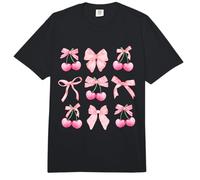 Coquette Aesthetic Pink Bow and Cherry Girls Kids Comfort Colors Adult Heavyweight T-Shirt