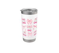 Coquette Aesthetic Pink Bow and Cherry Girls Kids Vaso térmico de acero inoxidable de doble pared