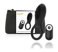 Coquette Anillo vibrador recargable con control remoto para mujeres Negro/Oro 130×180×30 mm