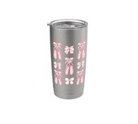 Coquette Ballet Dancer Shoes and Pink Bows Ballerina Girl Vaso térmico de acero inoxidable de doble pared