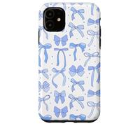 Coquette Blue Bows and Ribbons Pattern Romantic Style Carcasa para iPhone 11